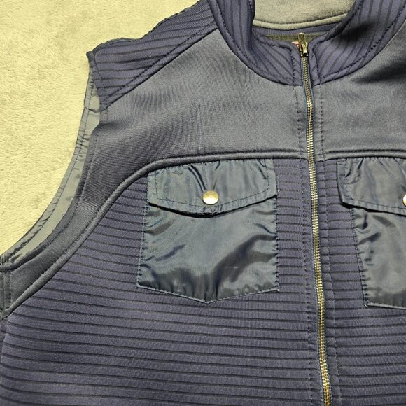 Richmarbert Full Zip Bomber Vest Jacket Mens XL Blue Zipper Pockets Sleeveless - Picture 3 of 13